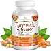 Extra Strength Turmeric Curcumin with Ginger & BioPerine - 1950mg Joint Pain Relief Supplement for Inflammation with Black Pepper Powder Extract - Premium Made in USA Vegan Non GMO Pills - 90 Capsules