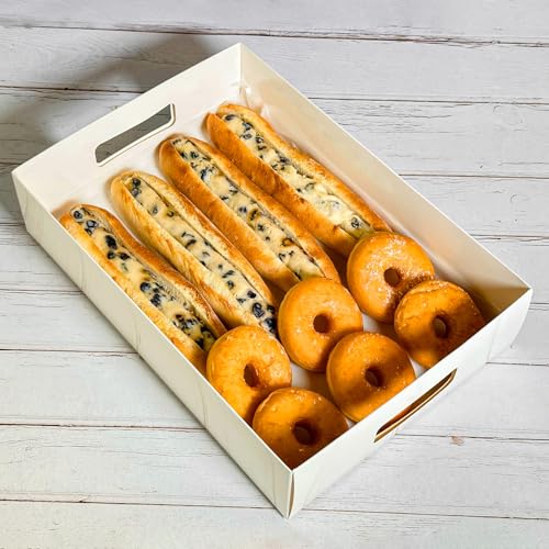 Image of 15-Pack 13 inch X 9 inch X 3 inch White Blyss Cookie Crate,Sturdy Cookie Serving Tray Great for Party Platters,Natural White Paper Cardboard Tray use for Packaging and Hold Cookies,Take Out Container,Pack of 15