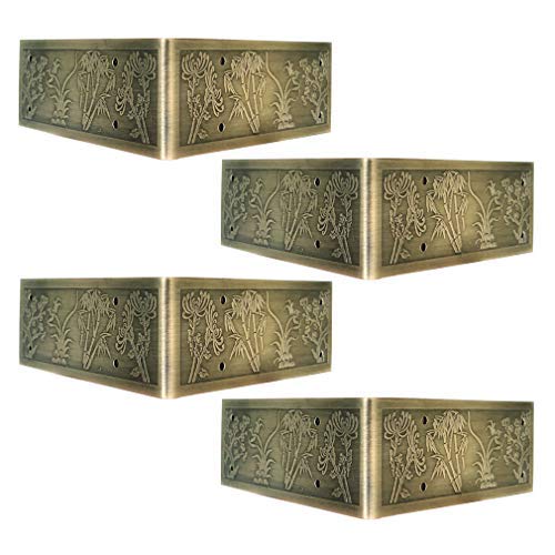 Protectores de esquinas de metal Protectores de esquinas de esquinas de encimera,4 piezas de latón en relieve Protectores de esquinas decorativas Tirantes Muebles clásicos Mesas y sillas Cubierta de b