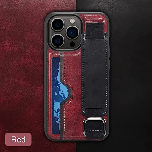Fulnes Case For Iphone 12/12 Pro/12 Pro Max, Pu Leather Wallet Protective With Card Holster Wrist Strap, Comprehensive Protection Against Collision Back Cover (Color : Red, Size : 12Pro 6.1") #TOP7