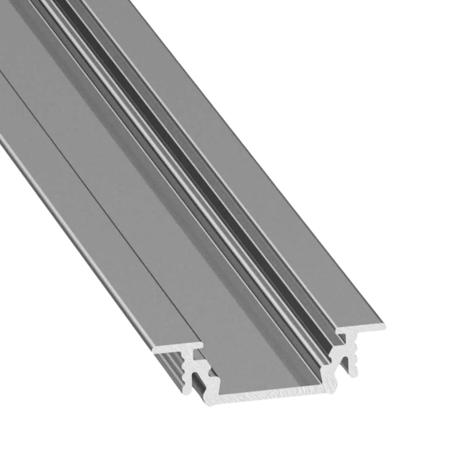LED Aluprofil UNI 2 M - Silber Eloxiert Für LED-Streifen Bis 12 Mm, Mit Opaler Abdeckung