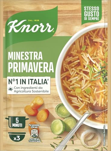 Knorr Minestra Primavera, Piatti Pronti Knorr con Verdure da Agricoltura Sostenibile, Senza Coloranti, Senza Conservanti, Fonte di Proteine, Vegetariano, 61 g
