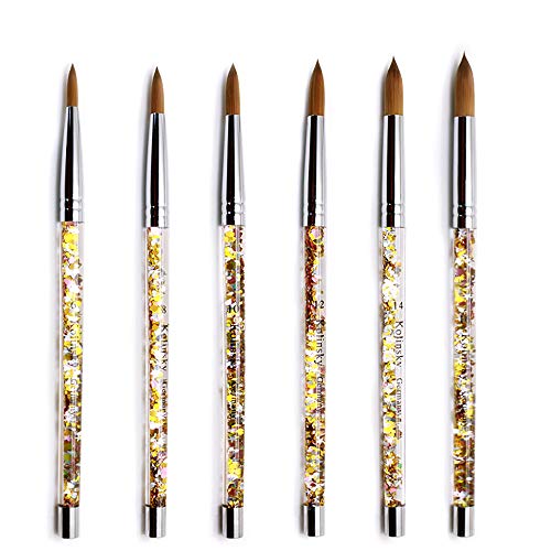 Professional Nail Art Tools Manicure Nail Brushes Crystal Carving Pen with Liquid Glitter Sable Hair(#6)