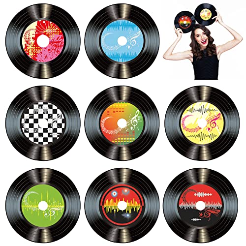 Decorazione da Parete per Dischi, 8 Pezzi Dischi Decorativi Rock'N'Roll, Decorazione per Dischi, Decorazioni Record da Pareti, Rock E Roll Decorazioni di Musica Festa Registrare