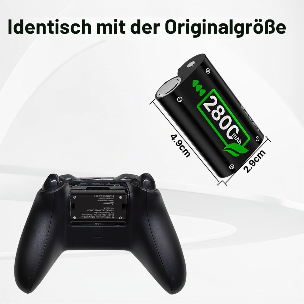 4 Pack (2800mAh) Akku für Xbox One Controller, 2025 Neue Upgrade 0 Zyklus Höhere Kapazität Wiederaufladbare Batterie Ersatz für Xbox One/One S/One X/One Elite, Xbox Series S/X