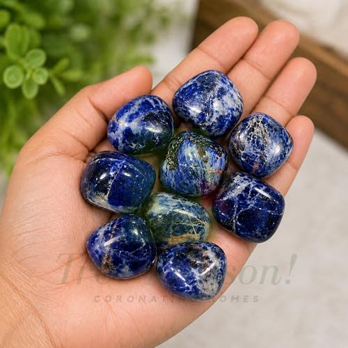Image of Crystal Sodalite Tumble Stone Pebble Tumbled Gemstone for Reiki Healing Vastu Correction Gravels for Aquarium Home Decor Garden Table 100 Gm