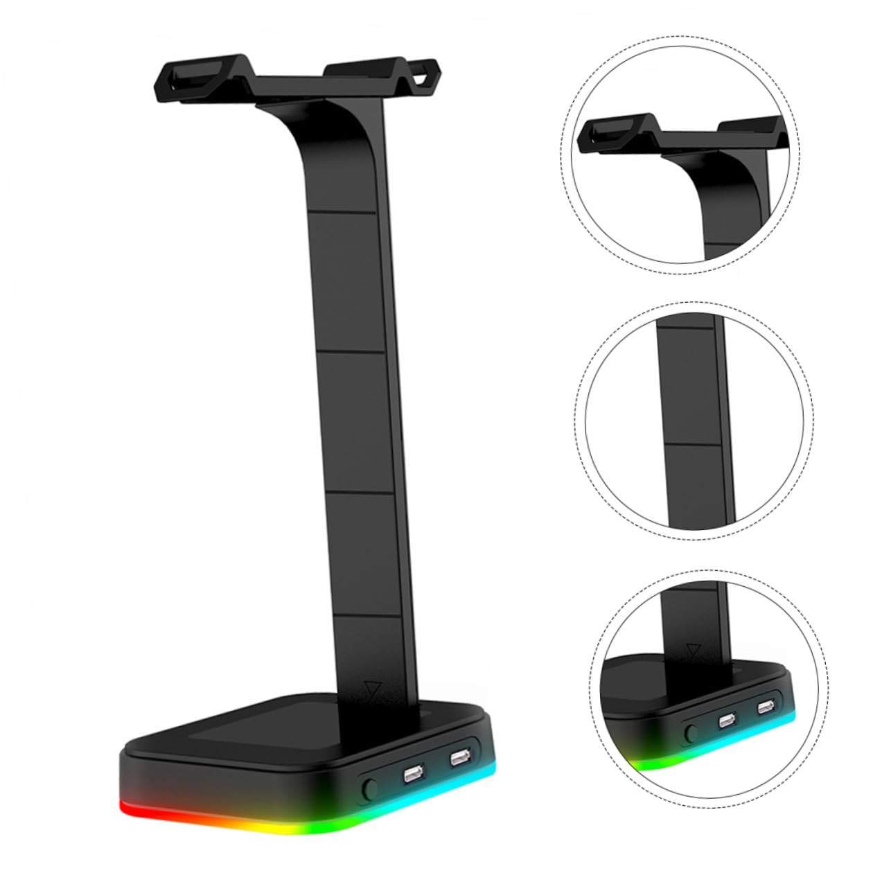 2 Piezas Soporte para Auriculares Gaming con Iluminación RGB y Base de Carga USB Tipo- Estable y Antideslizante con Doble Puerto USB para Datos Escritorio Compatible con Pc y