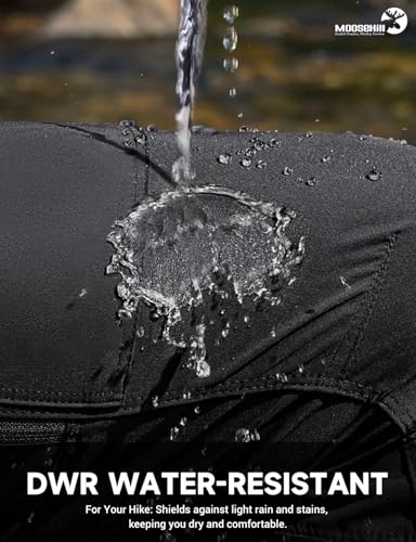 Moosehill Hiking Pants Men Stretch: Breathable Waterproof Quick Dry Lightweight Nylon Spandex Pants for Fishing Travel Camping Outdoor Work Casual with 6 Pockets (Dark Grey, 32W x 30L)