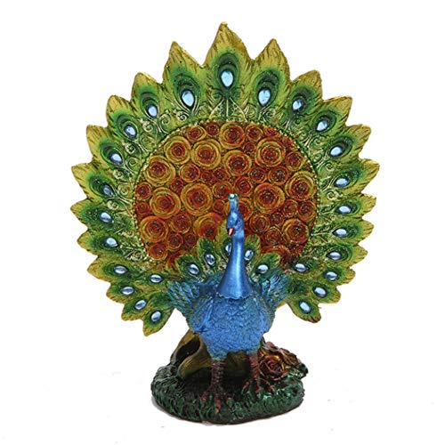 Lumanie Figura decorativa de pavo real para el hogar, sala de estar, estatua de animales, decoración de resina para el hogar y la oficina, 16 x 7,5 x 21 cm Cover