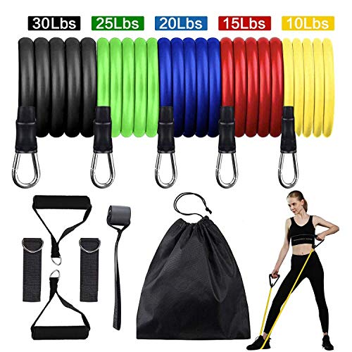 Resistance Bands Set Exercise Bands - Stackable Exercise Bands Up to 100 Lbs with Door Anchor,Handles,Waterproof Carry Bag and Legs Ankle Straps for Resistance Training,Physical Therapy,Home Workouts