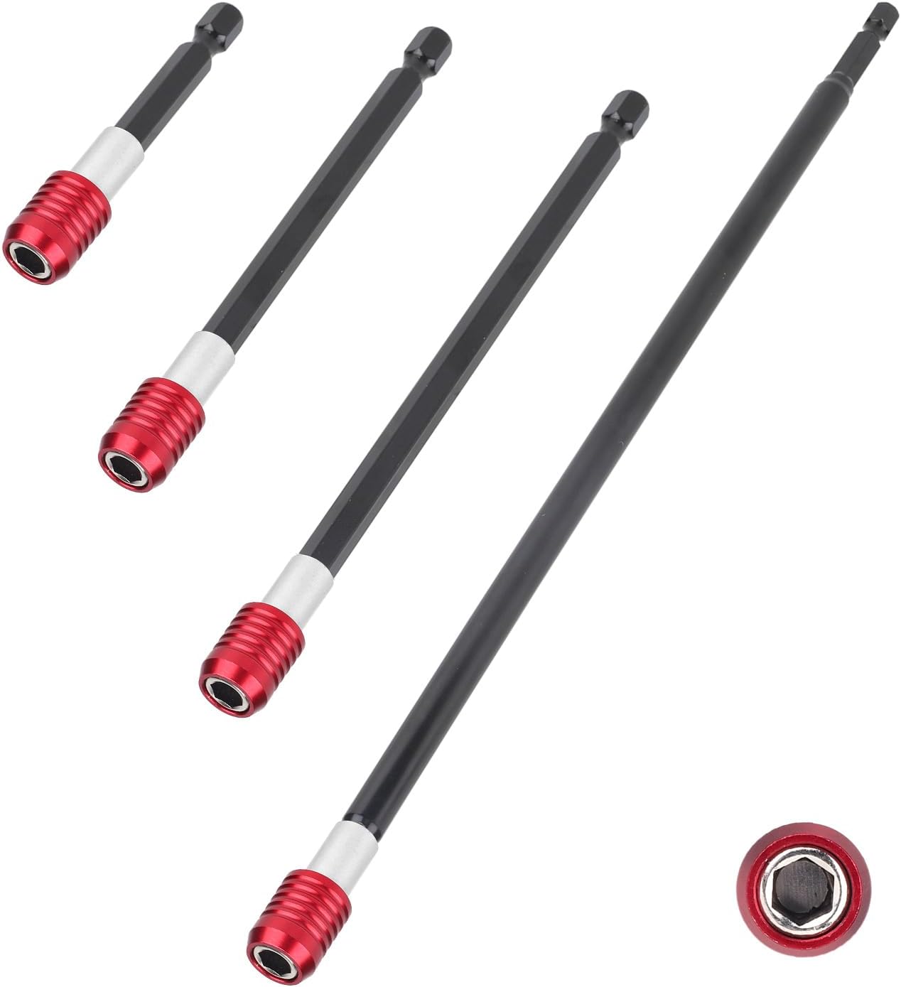 4pcs Drill Bit Extension Set, 1/4 Inch Hex Shank Magnetic Bit Holder for Impact Driver Cordless Drill Electric Screwdriver (2/4/6/12 Inch)