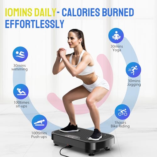 Vasson Vibration Plate Exercise Machine, Power Vibrating Shake Platform for Lymphatic Drainage, Whole Body Vibrate Waver Fitness, Full Body Shaking Board for Home Workouts, Weight Loss, Women-Black - Thumbnail 2