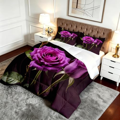 Edredón nórdico de rosas 3D cama 90 con fundas de almohada de microfibra suave 4