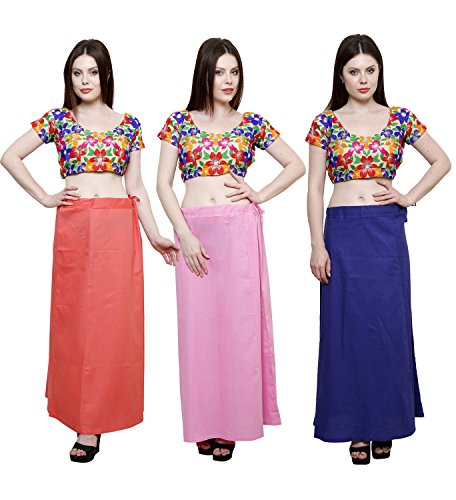 Image of Pistaa combo of 3 Women's Cotton Best Indian Readymade Inskirt Saree petticoats