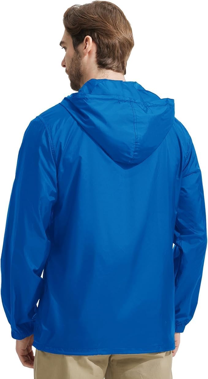 SWISSWELL 2 Pack Men's Rain Jacket Packable Lightweight Waterproof Hooded Windbreaker for Hiking Golf Cycling