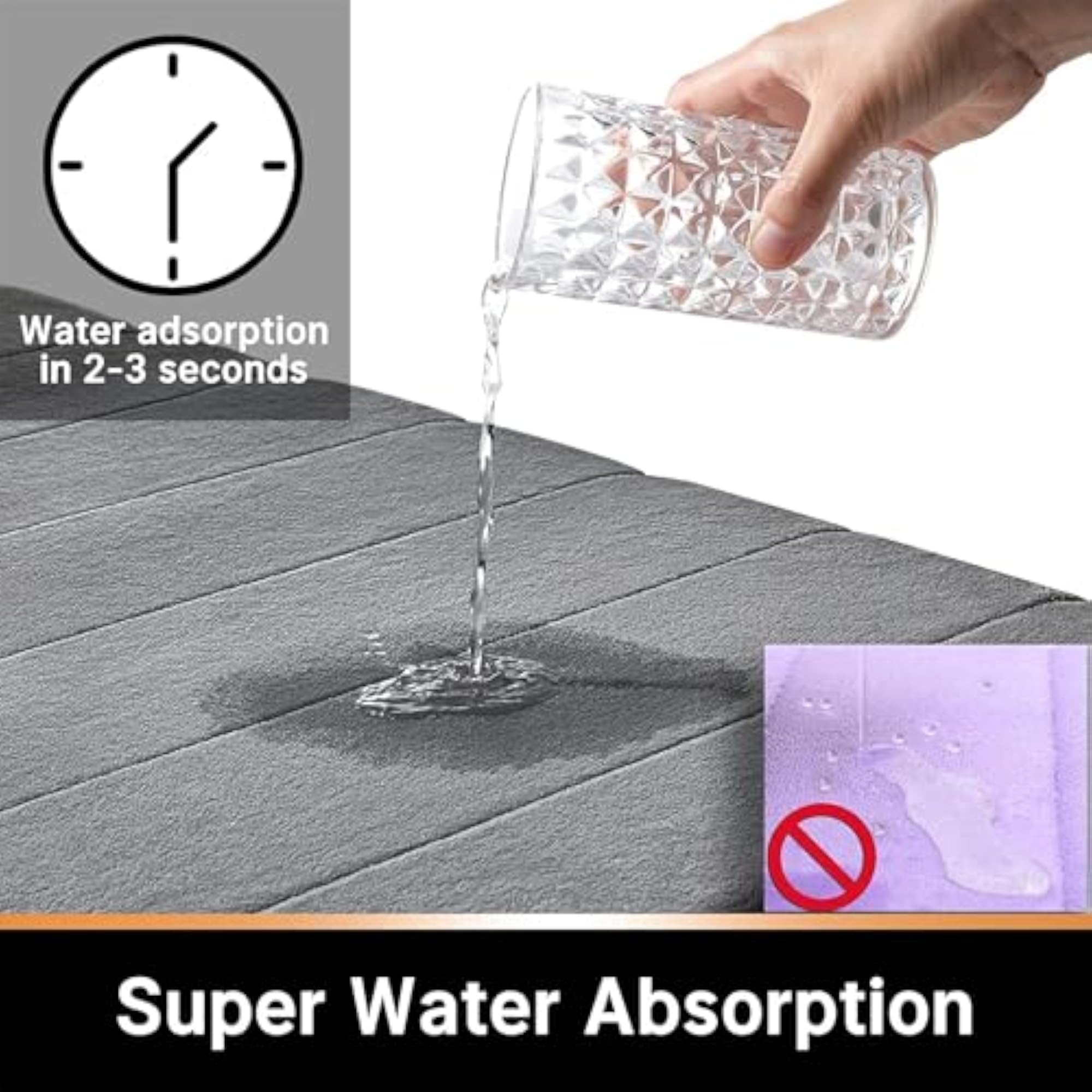 Memory Foam 2 Pieces Bath Rugs Set, Waterproof