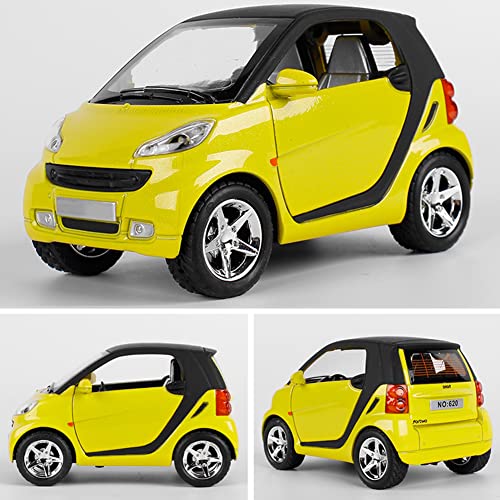 1:32 Scale For Smart Fortwo Diecast Model Car Pullback Vehicle Toys Collection Toys, Kids Gift, With Sound And Light (Yellow) #TOP2