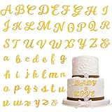 54Pcs Buchstaben Tortendeko Gold, Acryl Buchstaben Deko Kuchen A Z Großbuchstaben Kleinbuchstaben Set, Cake Topper Name für Geburtstag Hochzeit Jubiläum