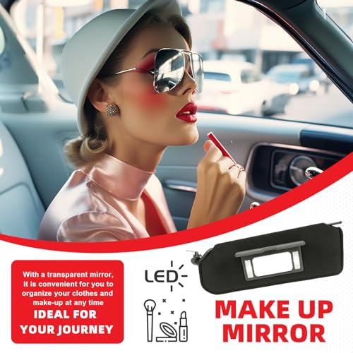 HECASA Pair Sun Visor with LED Lights Compatible with 1997-2004 Chevrolet Corvette C5 Replacement for 10442033 10442034 Left Driver & Right Passenger Side Sun Shades Black by HECASA - Image 4