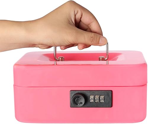 Miniatura 7 de Decaller Caja de dinero con cerradura de combinación, caja de seguridad de metal pequeña con bandeja de dinero, 7 45 x 6 45 x 3 35 pulgadas, color