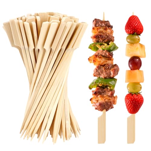 300PCS Bamboo Skewers for Appetizers 4.7 Inch Bamboo Sticks Wooden Paddles Picks Fancy Toothpicks for Appetizers BBQ Skewers Cocktail Food Picks for Fruit Grilling Charcuterie Boards Accessories