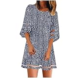 Generic Weihnachtskleider cocktailkleid blaukleidung auf rechnung weißes Sommerkleid weißes Sommerkleid Sweatkleid Damen italienische weiße Kleider Silvester Kleid (Navy, L)