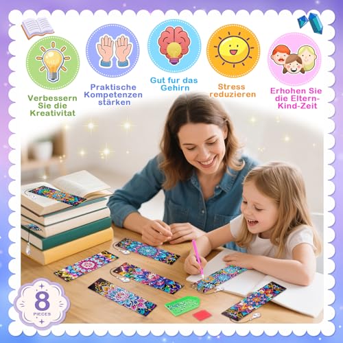 Basteln Mädchen 6 7 8 9 10 Jahre: Diamond Painting Kinder Lesezeichen Bastelset Kinder ab 6 Jahre Geschenke für Mädchen 7-8-10-9-11-12 Jahre Geschenkideen Kindergeburtstag Spielzeug ab 5-12 Jahre