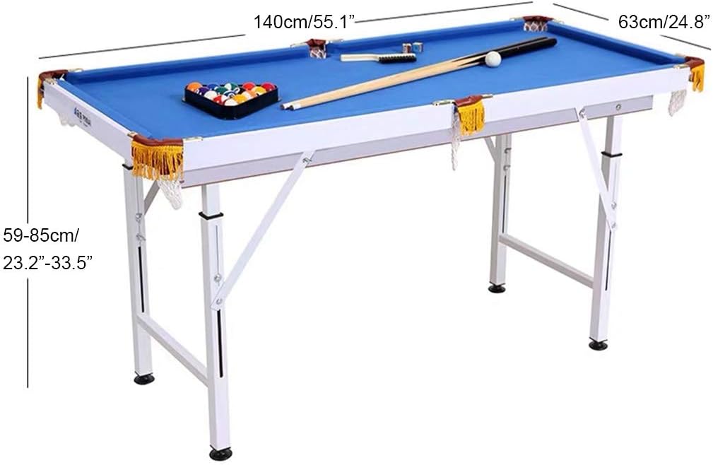 YGO Folding Billiards Table Pool Table Space Saving for Kids and Adults Height Adjustment Pool Table Indoor Game Table 55" (Size : 140cm/55.1") : Everything Else