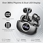Wireless Earbuds, 2025 Bluetooth 5.4 Headphones Hi-Fi Stereo 3D Bass Ear Buds, 4 ENC Noise Cancelling Mic, 36Hrs USB-C in-Ear Earphones, IP7 Waterproof Workout Sport for Laptop Pad Android iOS, Black - Image 5