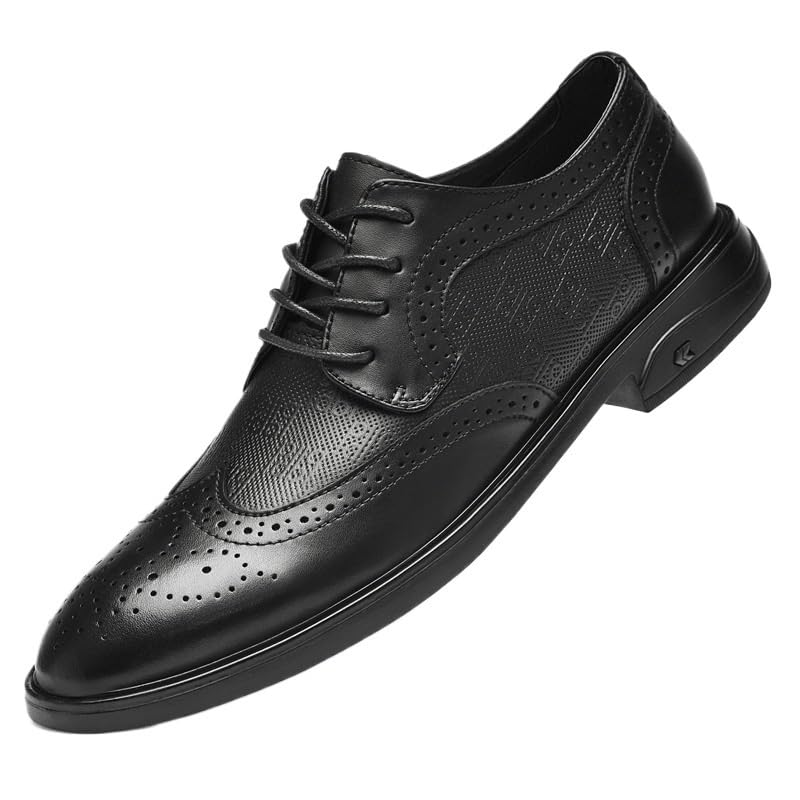 Men's Comfort Orthopedic Dress Shoes Dress Oxford for Men Classic Lace Up Breathable Brogue Embossed Wing tip Leather Rubber Sole Anti-Slip Slip Resistant Block Heel Low Top