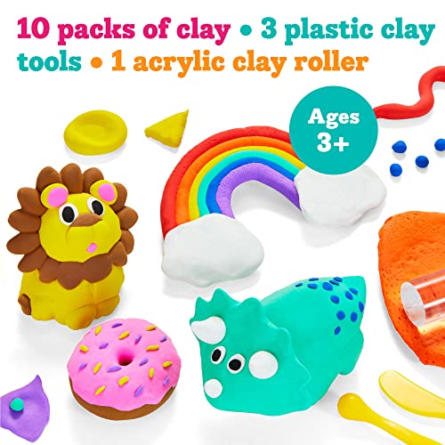 Kid Made Modern - Air Dry Clay For Kids - 10 Colors Of Air Dry Modeling Clay For Kids Includes Three Clay Tools And An Acrylic Clay Roller For Kids Ages 3 4 5 6 7 8 9 10 11 #TOP1