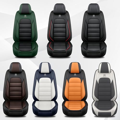 Image of Car Seat Cover Fit for Nissan 370Z 2009-2021,Compatible Airbag Non-Slip Waterproof Seat Cover,Car Seat Protector Premium Interior (Standard 2 Seats,Black Green)
