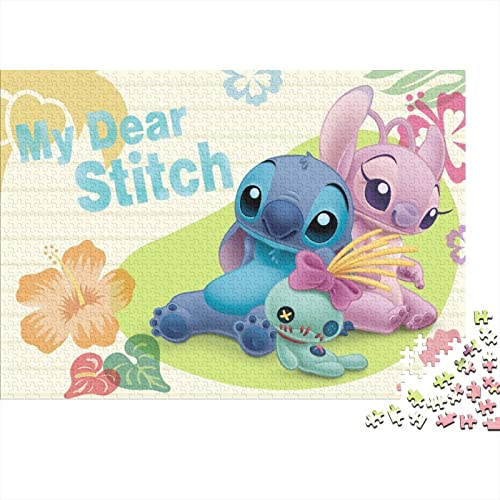 Stitch Puzzle 3D 1000 Piezas para Adultos Puzzle Divertidos De Lilo & Stitch Animados para Adultos Juguetes Educativos De Juego De Reunión Familiar De 1000 Piezas 1000pcs (75x50cm)