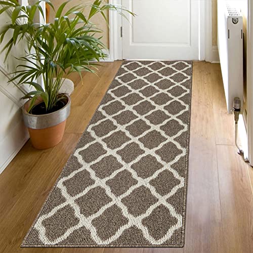 SHACOS Washable Runner Rug 20″x59″ Non Slip Rubber Backing Long Door Mats Entryway Rug Runner Floor Carpet Runners for Home Garage Kitchen Laundry, Brown
