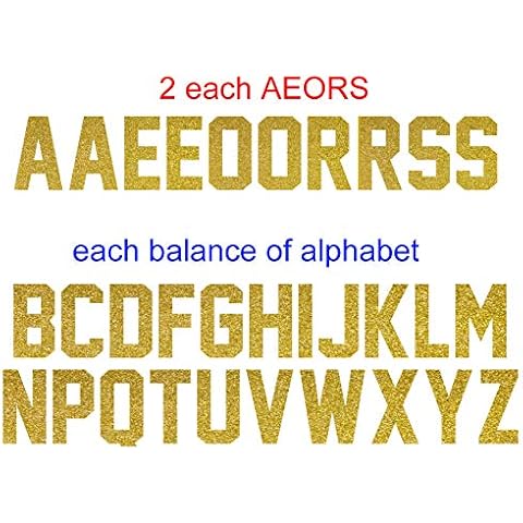 2" Tall Glitter Letters,Iron On Heat Transfer Vinyl for Sports T-Shirt Jersey Football Baseball,Team,t-Shirt (Gold kit) Cover