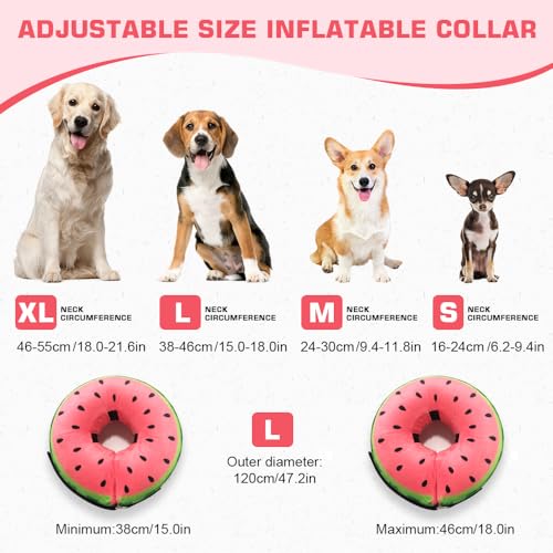 HMCEY Aufblasbare Halskrause Hund,Hundekragen Leckschutz Weich,Schutzkragen Hunde Kragen Nach Op,Halskragen Hund mit Verstellbarer Schnalle,Inflatable Dog Collar für Genesung Nach Operationen - L