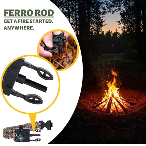 Tactiko Survival Bracelet & 10' Paracord Bundle – Fire Starter, Compass, Emergency Whistle, Mini Saw - Tactical Outdoor Survival Gear for Camping, Hiking, and Emergency Kits - U.S. Company - Image 5