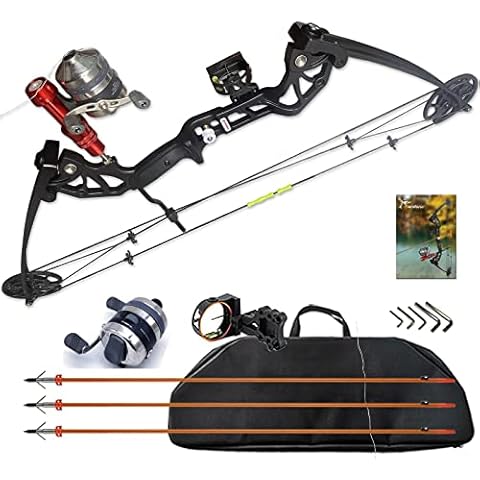 PANDARUS Bowfishing Bow Kit with Arrow Ready to Shoot Right Handed 15-45 LBS Draw Length 18"-29.5" Adjustable,Axle-to-Axle: 34.2",Complete Compound Bow Fishing Kit 2024 New（Black Right Handed） Cover