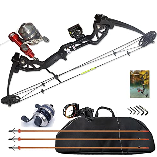 PANDARUS Bowfishing Bow Kit with Arrow Ready to Shoot Right Handed 15-45 LBS Draw Length 18"-29.5" Adjustable,Axle-to-Axle: 34.2",Complete Compound Bow Fishing Kit 2024 New（Black Right Handed） by PANDARUS - Used condition - US$136.04