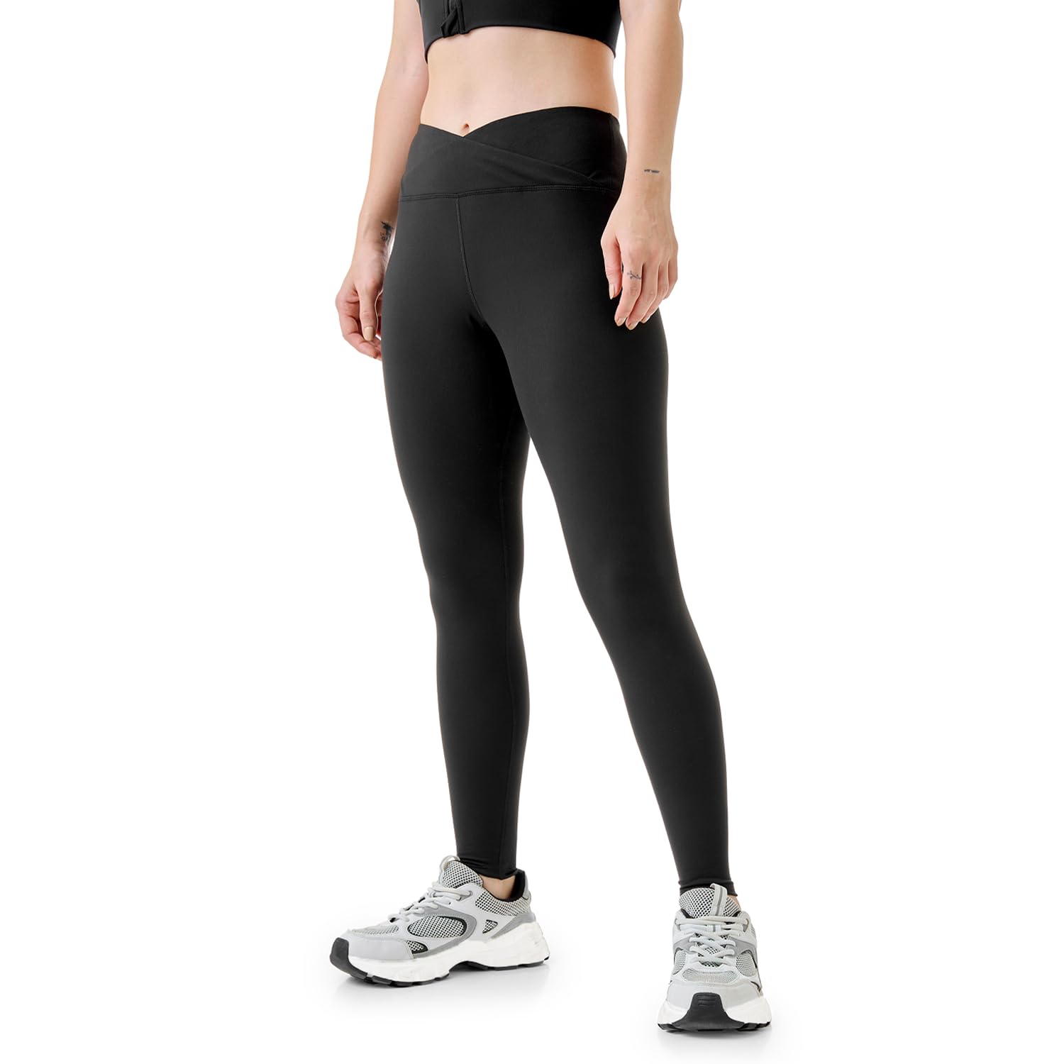 Cross-Waist Leggings for Women-High-Rise Yoga Pants with Flattering Fit, 4-Way Stretch Poly-Spandex Blend, Gusset for Mobility, Stylish Athleisure & Workout Wear