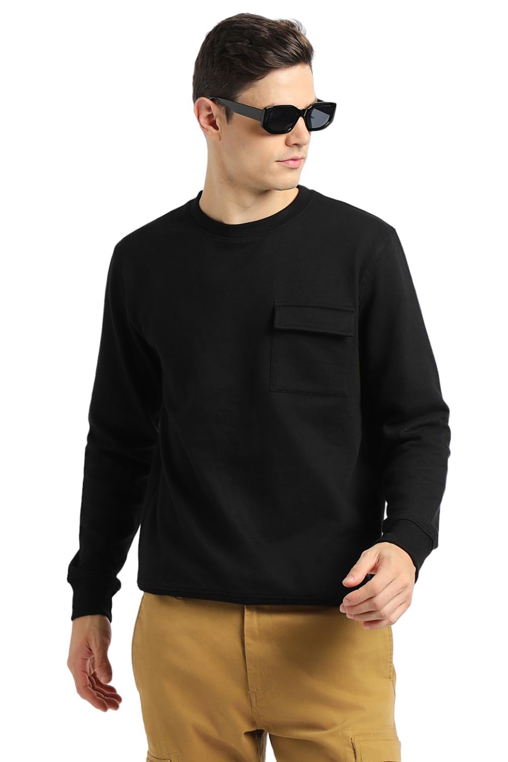 dennis lingo Men Grey Solid Cotton Slim Fit Full Sleeve Sweatshirt-picture-16