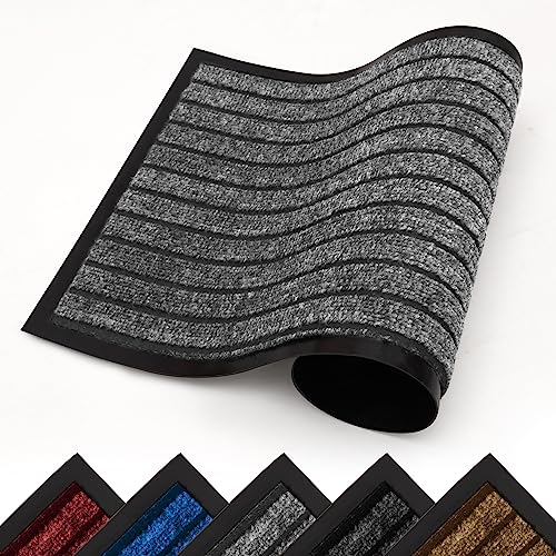 Hafaa Door Mat 60x90 Cm, Indoor & Outdoor Heavy Duty Rubber Door Mats Dirt Trapper Non Slip Washable Barrier Floor Mat Entrance Rug Shoes Scraper Super Absorbent Front Doormats Outdoor Rug, Grey