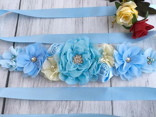 Flower Maternity Sash Belt for Baby Shower Baptism Sash Mommy to be Sash3