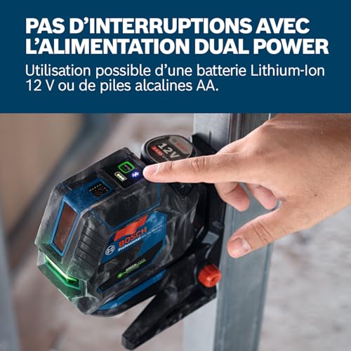 Bosch Professional laser combiné GCL 12V 50 22 CG jusqu’à 50m Dual Power support RM 20 4 piles 15V LR6 AA housse - vue 6