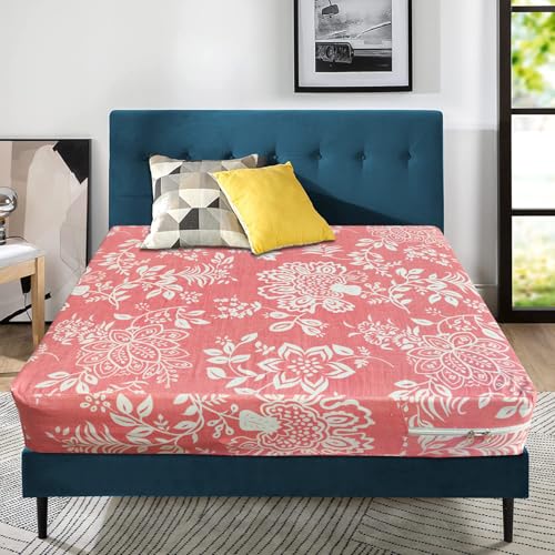 Image of WELLFIT Premium Glace Cotton 300 TC Mattress Cover /Protector for Double Size Bed with Zip /Chain /4x6 ft / 48x72x6 inch