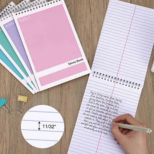Eoout 5 Pack Top Spiral Steno Pads, 6X9 Inches, 80 Sheets White Paper Gregg Rule, 5 Assorted Pastel Color Covers Steno Notebooks For Writing Notes In School, University, College, Office #TOP3