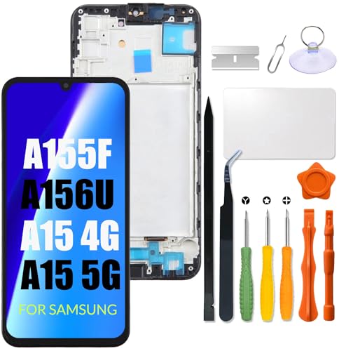 for Samsung Galaxy A15 4G / 5G Screen Replacement LCD Display for Samsung A155 A156 LCD Screen A155F A156U Touch Digitizer Assembly with Repair kit(with Frame)