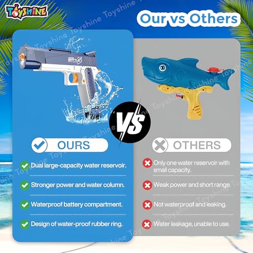 Image of Toyshine Electric Holi Water Gun Automatic Rechargeable Toy Pistol with Pressure Mechanism for Range Upto 32 feet A Powerful Squirt Toy for Kids Pool Beach Party Games and Outdoor Water Fun Blue
