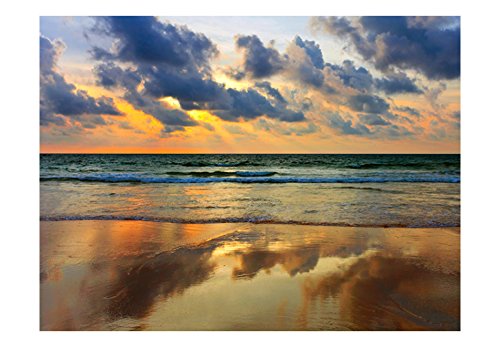 Artgeist Wall Mural Sea And Beach 118X91 In - Xxl Non-Woven Wallpaper Fleece Wall Decor Photo Print Picture Image Design Home Decoration Landscape Sunset Nature 100403-174 #TOP3