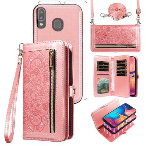 Porte-cartes Samsung A20 A30 amovible avec protection écran verre trempé